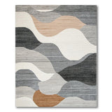 Modern Abstract Wavy Grey Area Rug