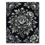 Exquisite Black Peony Medallion Area Rug