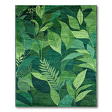 Lush Green Leaf Geometric Area Rug