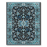 Blue Teal Persian Area Rug on Black