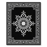 Black White Ornate Mandala Area Rug