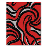Vibrant Red Black Swirl Abstract Area Rug