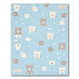 Adorable Cartoon Bears Animals Blue Kids Rug