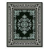 Ornate Teal Floral Black Area Rug