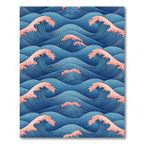 Blue and Teal Coastal Beach Blue Wave Coastal Area Rug