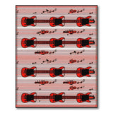 Bold Red Electric Guitar Music Notes Rug