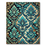 Teal Baroque Floral Vintage Area Rug