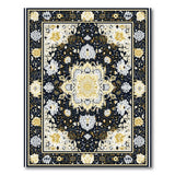 Ornate Black Ivory Mandala Persian Rug