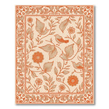 Orange Birds Floral Persian Area Rug