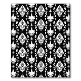 Elegant Black White Damask Floral Rug