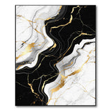 Black White Gold Marble Abstract Area Rug