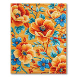 Vibrant Orange Peony Floral Area Rug