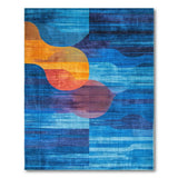 Abstract Blue Orange Geometric Modern Area Rug