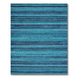 Teal Blue Geometric Striped Woven Rug