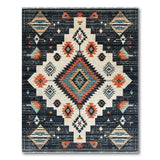 Black Fringed Southwestern Diamond Area Rug