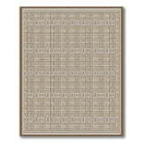 Brown Tan Geometric Grid Trellis Area Rug