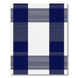 Navy Blue White Checkered Distressed Area Rug
