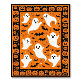 ODIKA Washable Halloween Area Rug - Spooky Ghost, Bat & Pumpkin Non-Slip Low Pile Carpet