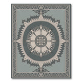 Ornate Grey Teal Mandala Persian Rug