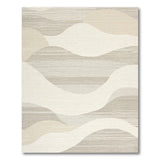 Beige and Neutral Abstract Area Beige Layered Wave Abstract Area Rug