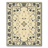 Ivory Persian Floral Area Rug with Navy Vines