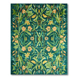 Teal Botanical Floral Vintage Area Rug
