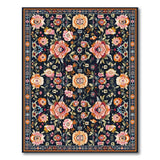 Navy Floral Persian Area Rug
