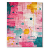 Multi-color and Patterns Vibrant Pink Geometric Abstract Area Rug