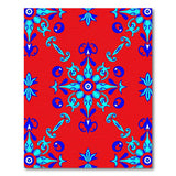 Red Traditional Persian Area Rug with Blue Evil Eye Motifs