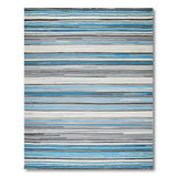 Geometric Modern Blue Teal Striped Woven Area Rug