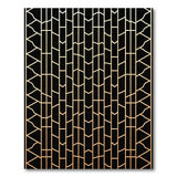 Gold and Silver Black Gold Geometric Lattice Area Rug