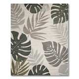 Monstera Leaf Area Rug in Green Grey