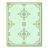 Ornate Mint Green Gold Floral Area Rug