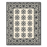 Beige Area Rug with Black Floral Medallions Ornate Border