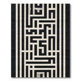 Black White Maze Labyrinth Geometric Rug