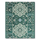 Emerald Persian Floral Medallion Area Rug