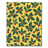 Festive Holly Leaves Berries Yellow Area Rug