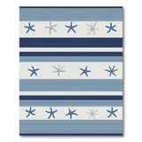 Starfish Striped Blue Coastal Area Rug