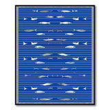 Nautical Silver Fish Silhouette Blue Area Rug