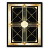 ODIKA Art Deco Gold & Black Washable Area Rug - Low Pile Geometric Non-Slip Rug