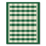 Green Green Gingham Checkered Farmhouse Area Rug