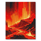 Fiery Volcanic Canyon Red Area Rug