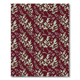Burgundy Green Leaf Pattern Area Rug