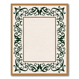 Cream Area Rug with Ornate Green Floral Border