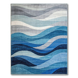 Modern Blue Wave Area Rug