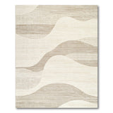 Beige and Neutral Layered Wave Beige Abstract Area Rug