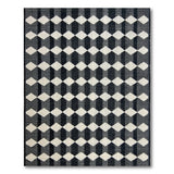 Black White Diamond Geometric Black and White Area Rug