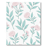 Pink Peony Teal Leaf Floral Vintage Area Rug