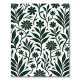 Dark Green Floral Leaves Stars Area Rug