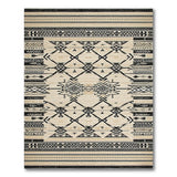 Black Beige Geometric Tribal Area Rug